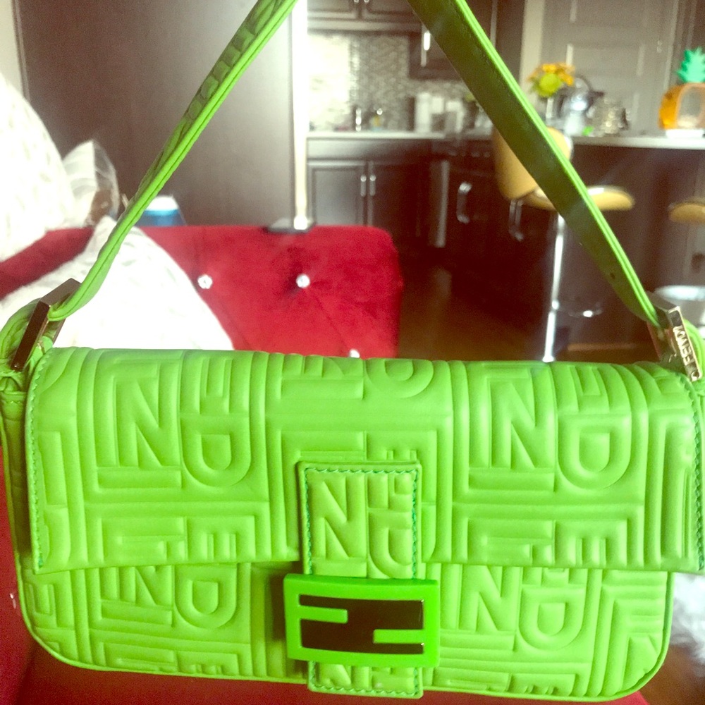 Fendi iconic Nappa embossed baguette bag